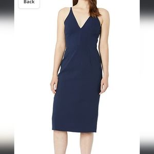 NWT Dress the Population Lyla Cocktail Fitted Sheath Dress, Size Small in Navy